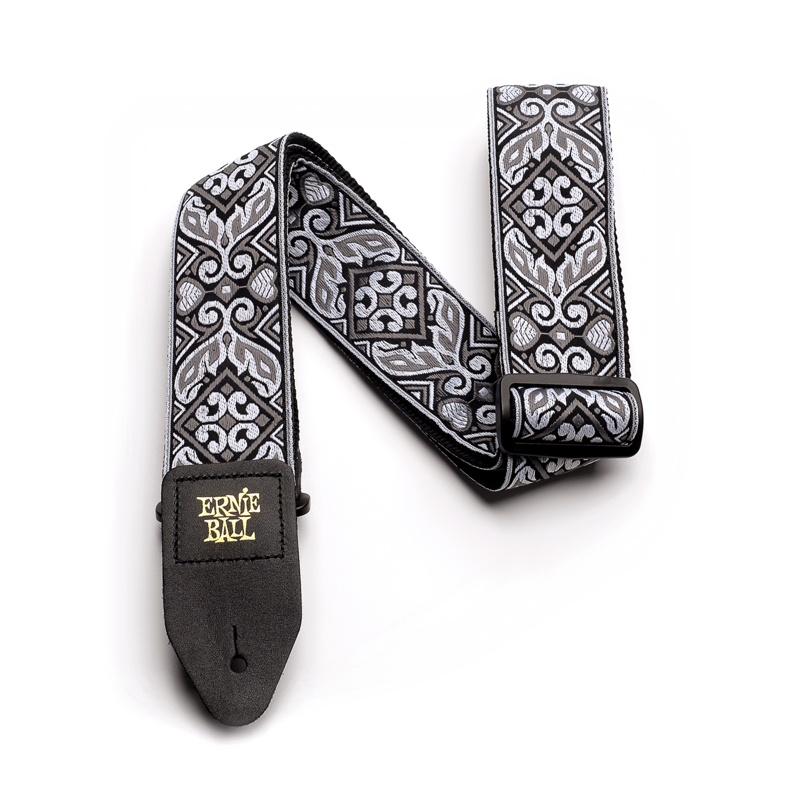 Strap Jacquard Tribal Silver & White Leather And Polypro 41-72